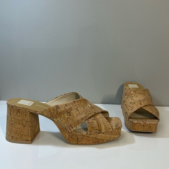 Dolce Vita Martin Cork Square Toe Slides Heeled Sandals Size 11 - Picture 1 of 15